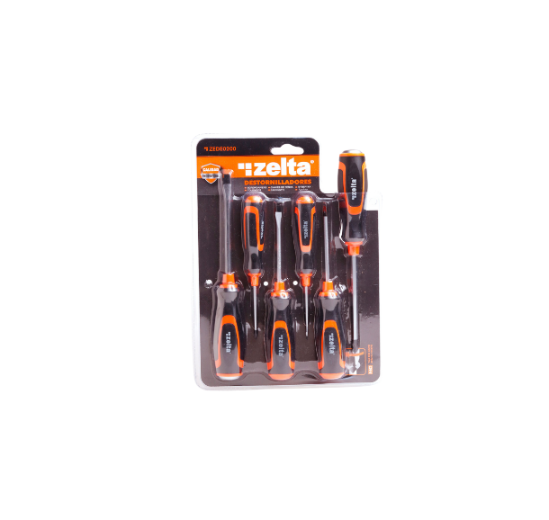 DESTORNILLADOR INDUSTRIAL JUEGO X 6 U (4 SURTIDOS Y 2 APTO GOLPES)