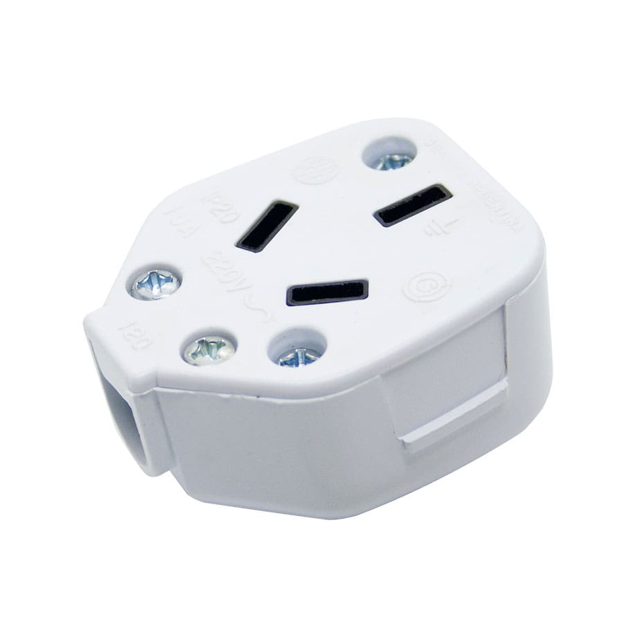 FICHA HEMBRA CON NEUTRO 10 AMP -BLANCA - MIG (CAJA DE 100UNIDADES)