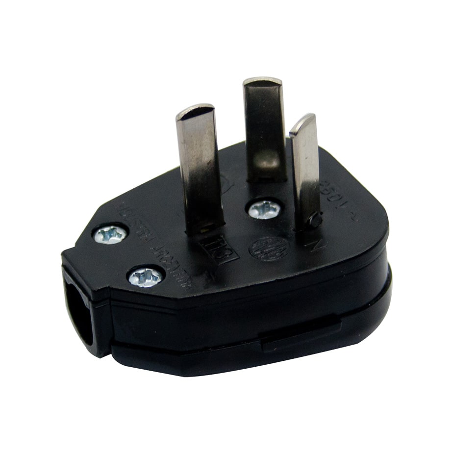 FICHA MACHO CON TOMA TIERRA 10AMP NEGRO - MIG (CAJA DE 100UNIDADES)