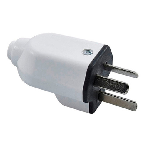 FICHA MACHO BIPOLAR 10V A 250V C/TOMA TIERRA BLANCA (CAJA DE 200UNIDADES)