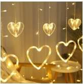 CORTINA 12 CORAZONES 220V 2.50X0.8 METROS BLANCO CALIDO