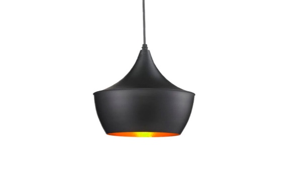 BEAT FAT - COLGANTE ESMALTADO NEGRO INTERIOR GOFRADO ORO E27 220MM
