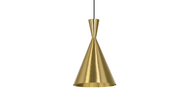BEAT TALL - COLGANTE ORO SATINADO INTERIOR GOFRADO ORO E27 180MM