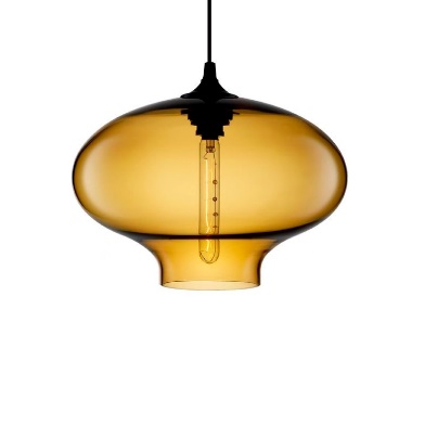 CAETANO - COLGANTE 1 LUZ E27 CRISTAL AMBAR