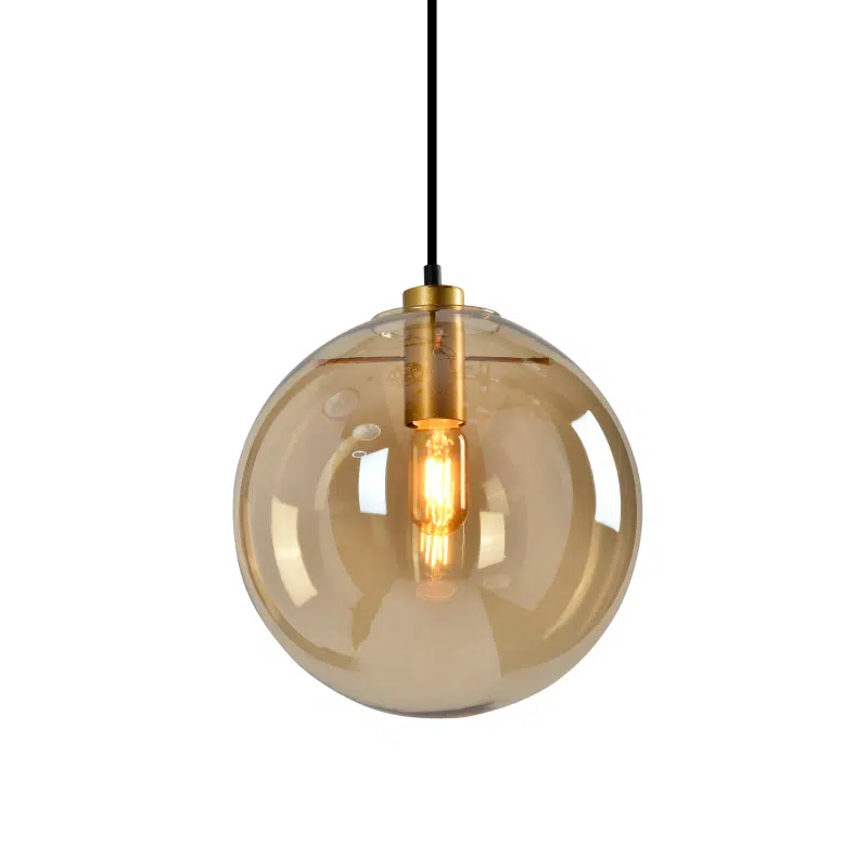CARAMEL - COLGANTE CRISTAL ÁMBAR E27 300MM ORO SATINADO