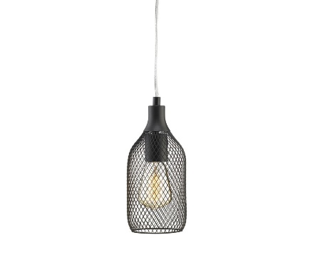 GIN - COLGANTE REJILLA 1 LUZ E27 NEGRO 330MM