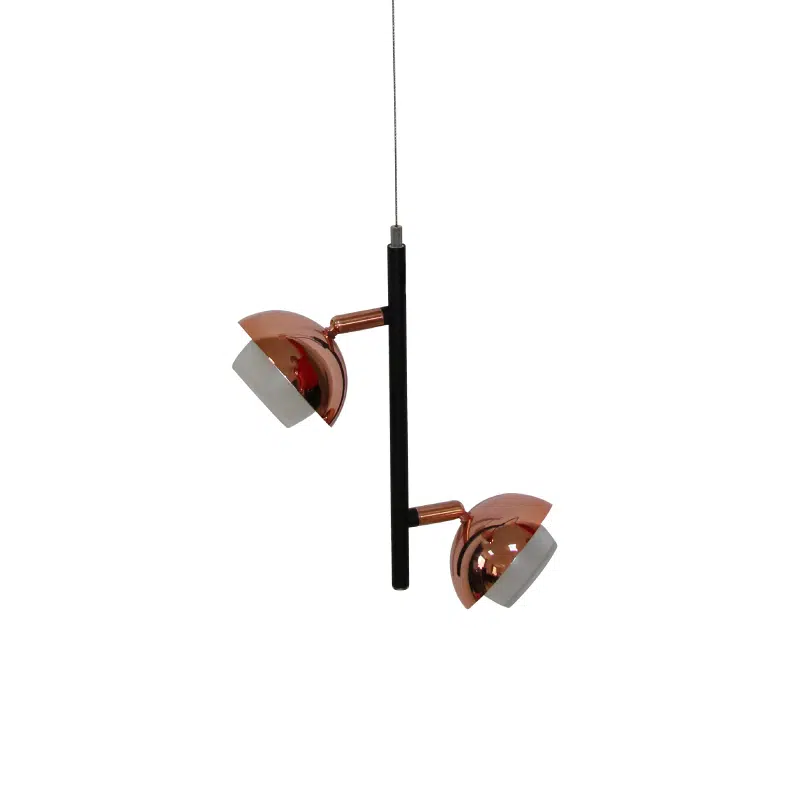 KING SUSPENSIÓN II - COLGANTE SUSPENSIÓN 2 LUCES LED 10W COBRE Y NEGRO