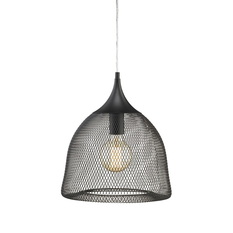 PISCO - COLGANTE REJILLA 1 LUZ E27 NEGRO 240MM