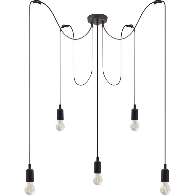 SYSTEM - COLGANTE 5 LUCES E27 NEGRO MATE