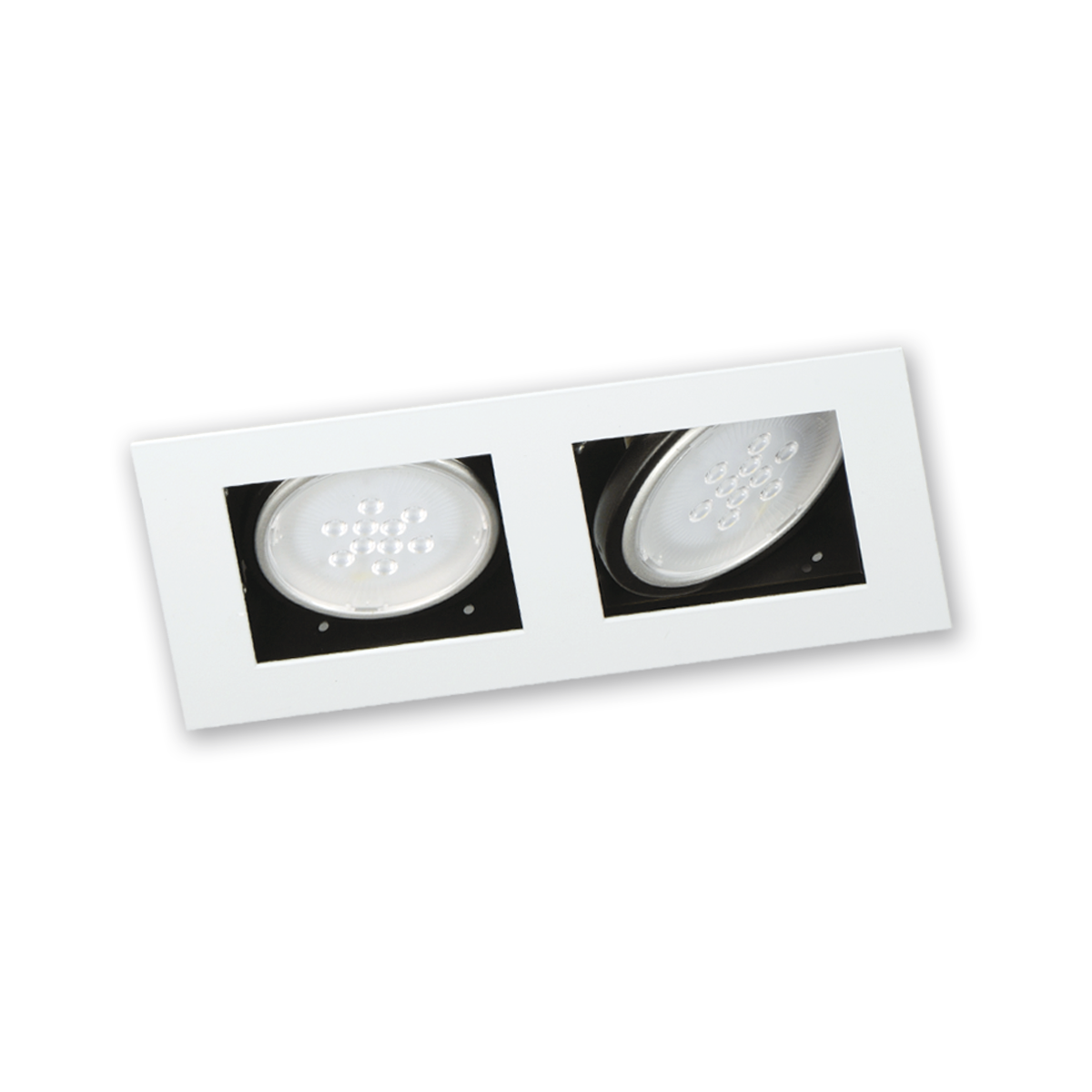 SPOT BLANCO EMBUTIR RECTANGULAR 2 LUCES P/ AR 111 (G6370-01)