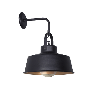 APLIQUE PARED CHAPA 33 CM C/HERRADURA Y BARRAL "L" NEGRO INT ORO MATE (7621-71)