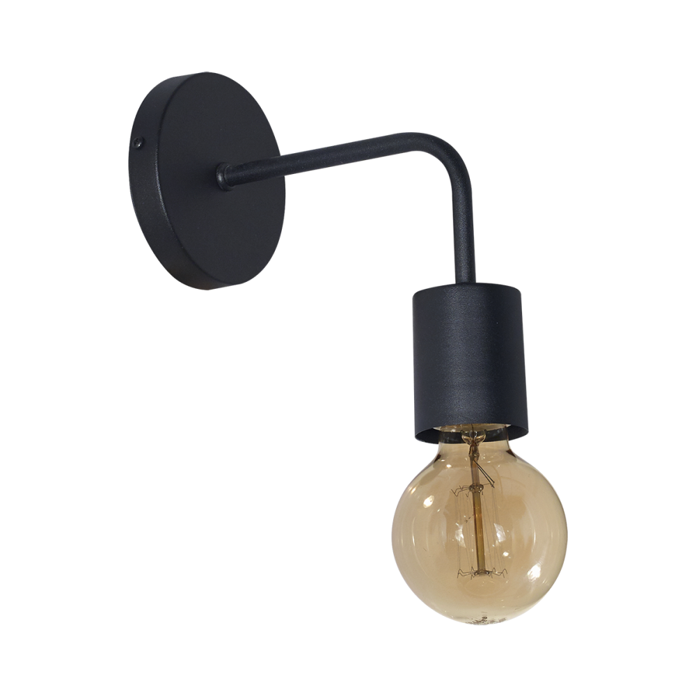 WA8011-02 - APLIQUE DE PARED 1 LUZ, BASE REDONDA - BARRAL "L" NEGRO