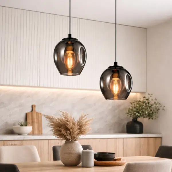 ASTRID HUMO - COLGANTE CRISTAL ÁMBAR E27 NEGRO