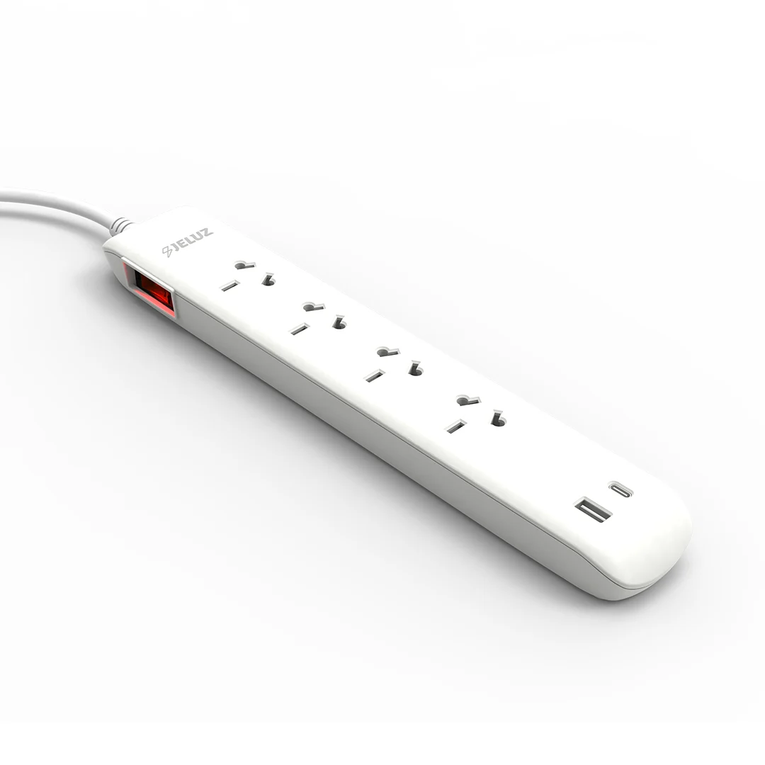 PROLONGADOR  4 TOMAS 10AMP + 2USB (1A+1C) X 1,5 MTS BLANCO- JELUZ