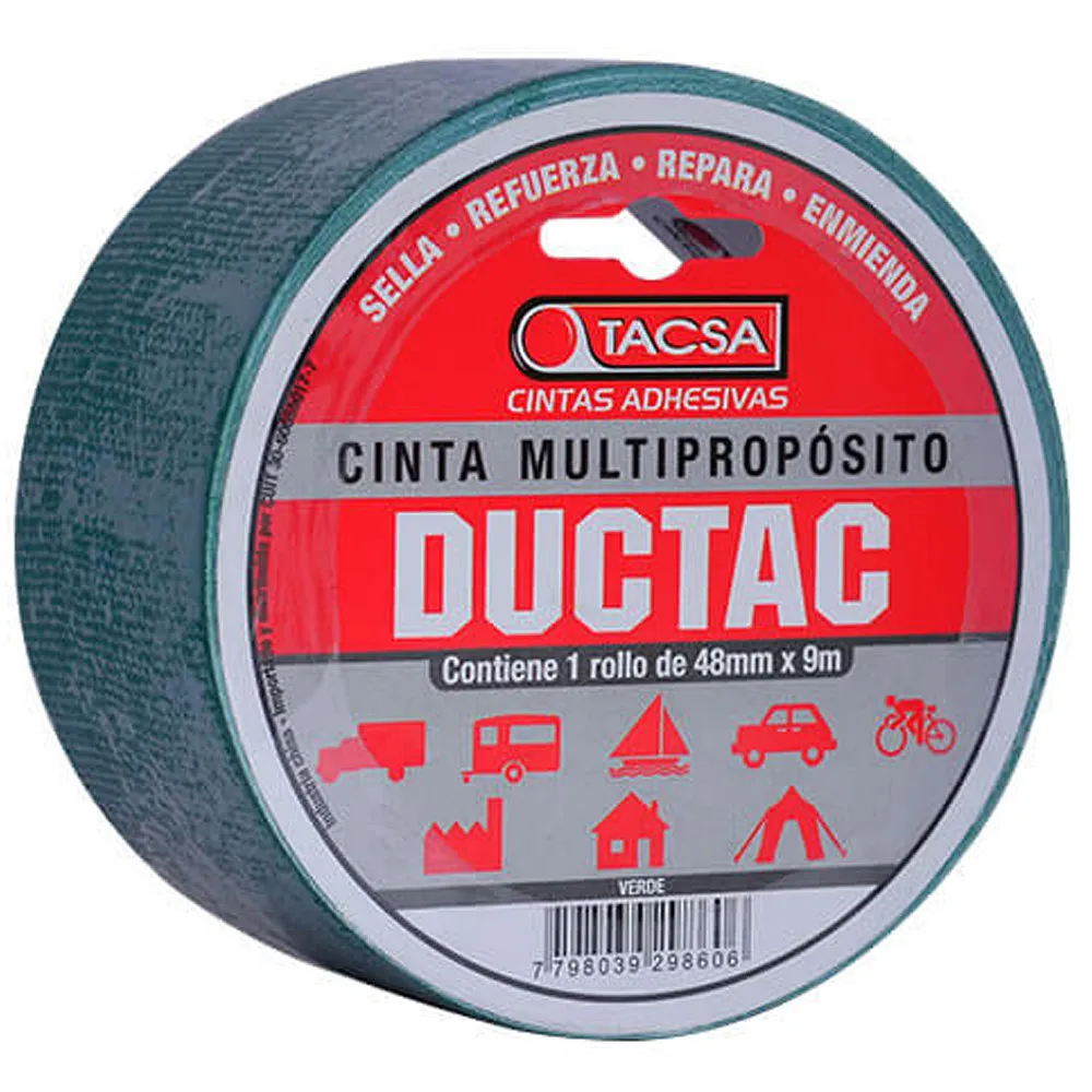 CINTA DUCTAC 48mm x 9m x 0,21 mm - VERDE